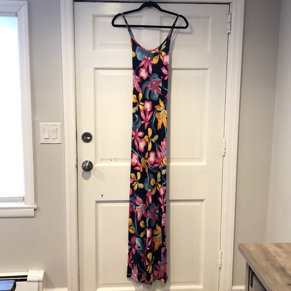 JULIE Multi Floral Open Back Ankle Length Dress S